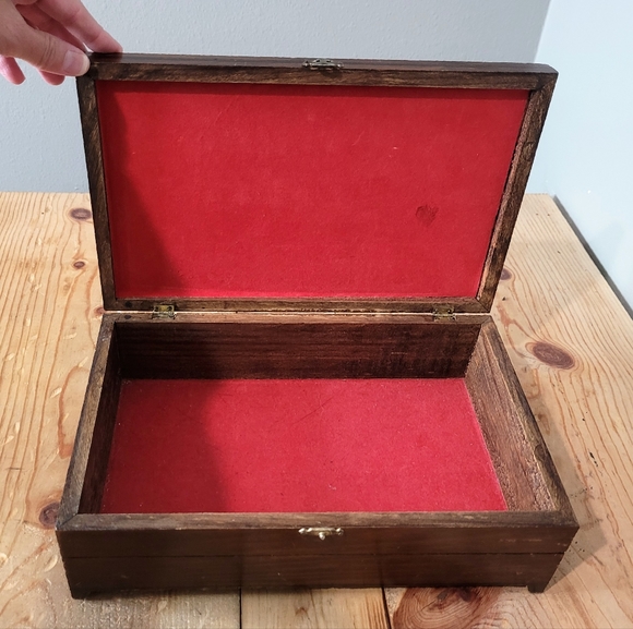 Vintage Carved Wood And Tile Trinket Box Felt Lined Hinged Lid 11 Inch Floral - Picture 5 of 11